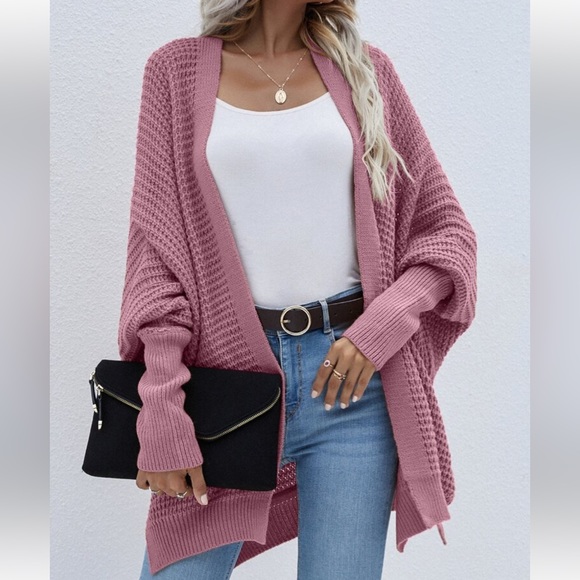 Cozy Batwing Sleeve Open Front Knit Sweater Cardigan - Picture 7 of 13